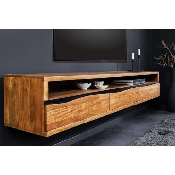 Hangend TV-Meubel Mammoet 160cm Massief Houten Boomrand met acacia honing afwerking - 43709