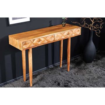 Sidetable Van Massief Hout Alpine 100 cm met lades en natuurlijke acacia honing afwerking - 43735