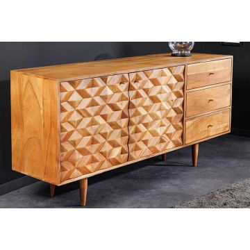 Massief houten dressoir alpine 145 cm natuurlijke acacia retro-design met honingkleurige afwerking - 43737