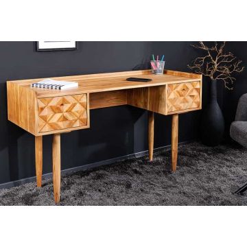 Massief Houten Bureau Alpine 135 cm Natuurlijke Acacia Honingafwerking Met Opberglades - 43738