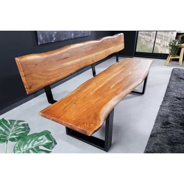 Bank Mammut 160cm U-Poten 40mm met Rugleuning Acaciahout Honing Afwerking - 46153