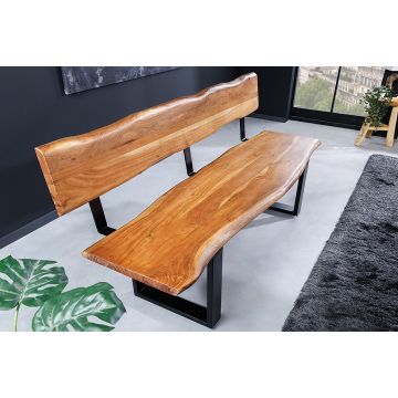 Bank Mammut 200cm U-poten 40mm met Rugleuning Acaciahout Honing Afwerking - 46154