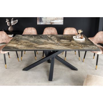 Uitschuifbare Eettafel Marvelous 180-220-260cm Taupe Marmer Keramiek Gemaakt In Italië - 43843