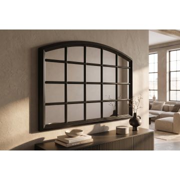 Moderne Wandspiegel Paris 120cm Zwarte Raamspiegel Rond Boogontwerp - 43873