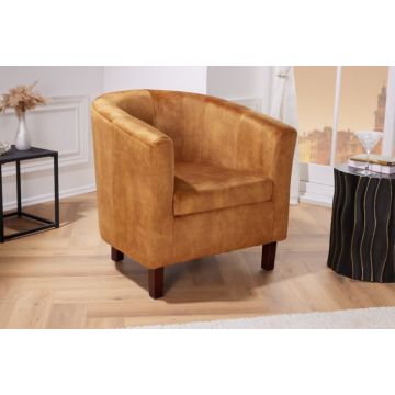 Fauteuil Hemingway Mosterdgeel Fluwelen armleuningen - 43892