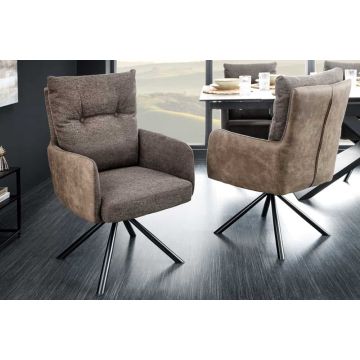 Draaibare Designstoel Big George Taupekleurige Microvezelstof Pocketveringkern met Gestructureerde Stof - 44011