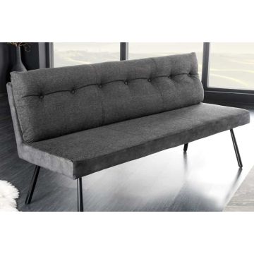 Moderne Bank Big George 160cm Antracietkleurige Fluwelen Stof met Textuur Pocketveringkern Zwart - 44012