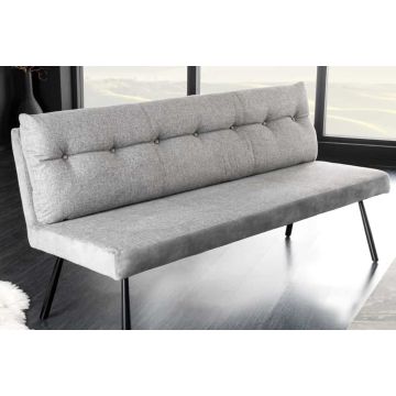 Moderne Bank Big George 160cm Grijs Fluwelen Stof met Textuur Pocketveringkern Zwart Frame - 44013