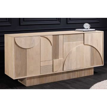 Design Dressoir Art Deco 170cm Wit Gebeitst Massief Mangohout 3D-Front - 44060