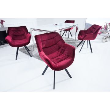 Draaibare stoel Dutch Rood Fluweel Met Armleuningen Modern Design - 44064