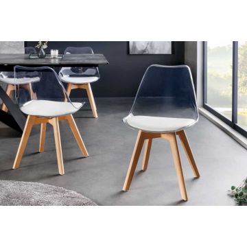 Stoel Scandinavia Meisterstuck Buekenhouten Poten Transparant Wit Kunstleer - 44164