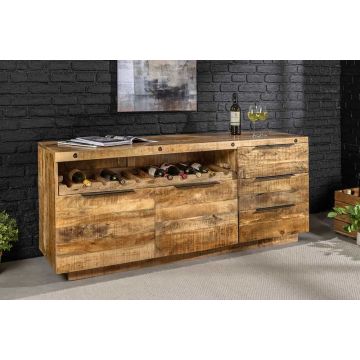 Dressoir Iron Craft 175cm Mangohout Wijnrek - 44184