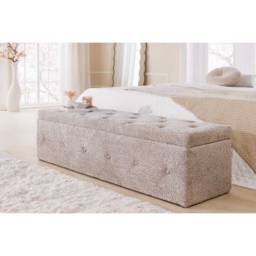 Bank Extravagancia 140cm Bouclé Champagne Greige met Opbergruimte - 44247