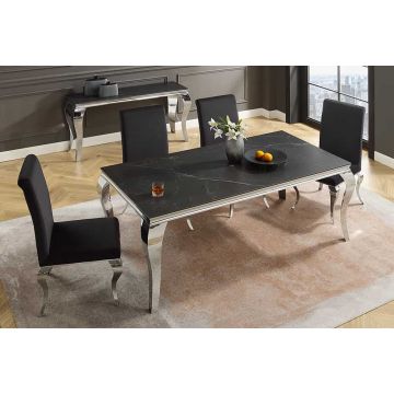 Eettafel Modern Barock 180cm Verchroomd Gesinterd Steen - 44366