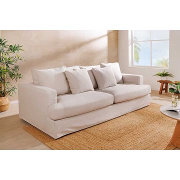 Bank Heaven  210cm 3-Zits Vering Kern Afneembare Hoes Linnen Naturel - 44448