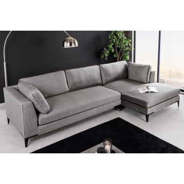 Hoekbank Signum XL 315cm 3-zits met Ottomane Rechts Fluweelgrijs - 44449