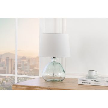Tafellamp Classic 40cm Witte Lampenkap Gerecycled Glas - 44494