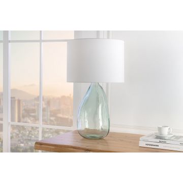 Tafellamp Classic 60cm Witte Lampenkap Gerecycled Glas - 44495