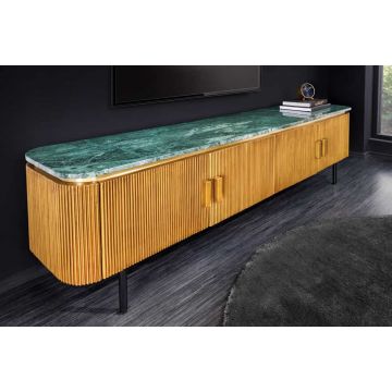 TV-Meubel Veneziano 160cm Mangohout en Marmeren Bovenblad - 44534