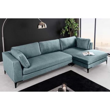 Hoekbank Signum XL 315cm 3-Zits met Ottomane Rechts Fluweelblauw - 44535
