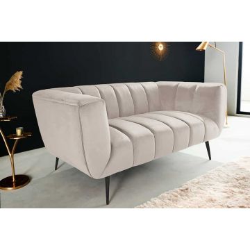 Bank Noblesse 165cm 2-zits Getextureerde Fluweel Champagne met Zwarte Poten - 44537