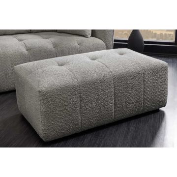 Modern Voetenbankje Royal 120cm Grijs Bouclé met Verende Zitting - 44543