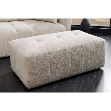 Modern Voetenbankje Royal 120cm Champagne Beige Bouclé met Verende Zitting - 44545