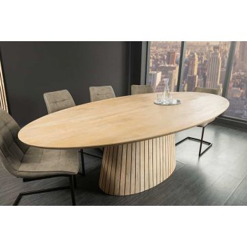 Eettafel Art Deco 220cm Ovaal Tafelblad 26mm Mangohout - 44563