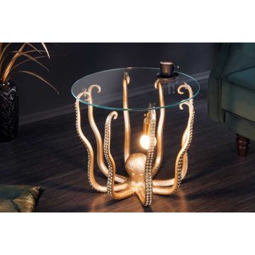 Bijzettafel Octopus 50cm met Lamp Goud - 44567