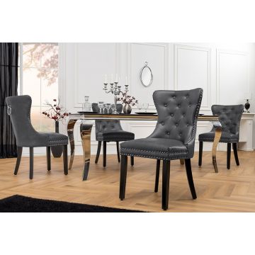 Stoel Castle met Comfort Handvat Kunstleer Vintage Zwart in Barokstijl - 44585