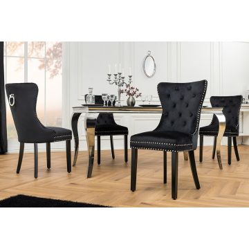 Stoel Castle met Comfort Handvat Fluweel Zwart in Barokstijl - 44587