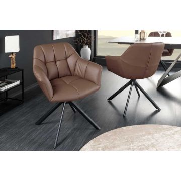 Eetkamerstoel Papillon Bruin Leer draaibaar - 44595
