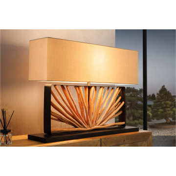 Tafellamp Euphoria 80cm Lampenkap Naturel Beige Hout - 44687