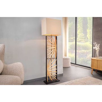 Vloerlamp Euphoria 165cm Lampenkap Beige Longan Hout Naturel - 44688