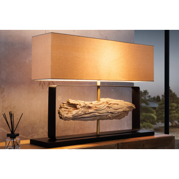 Tafellamp Rousilique 60cm Lampenkap Naturel Beige Teak - 44689  