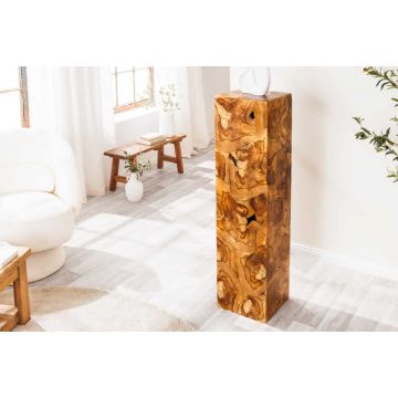 Decoratie Zuil Tribal 110cm Teakhout Naturel Bruin - 44710