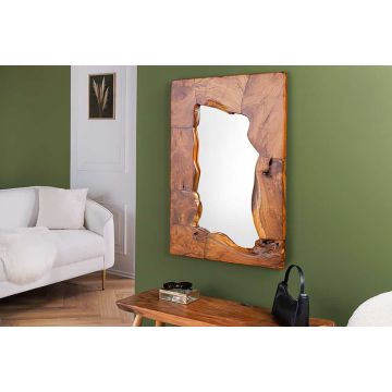 Wandspiegel Mosaic 90cm Teakhout Naturel Bruin Handgemaakt - 44711