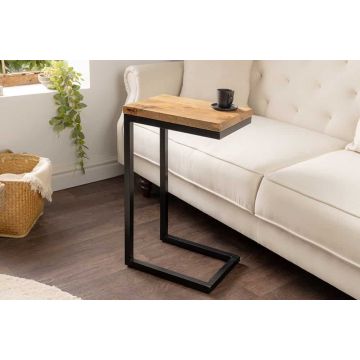 Bijzettafel Gaston 65cm Mangohout Zwart Metaal - 44740
