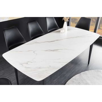 Eettafel Milano 180cm Keramiek Wit Marmer - 44766