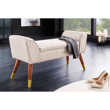 Bank Scarlett 90cm Structuurstof Beige - 44780