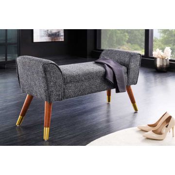 Bank Scarlett 90cm Bouclé Antraciet in Retrostijl - 44781