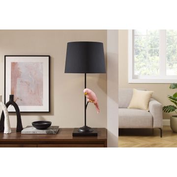 Tafellamp Wildlife Zwart Goud Roze Papegaai - 44815
