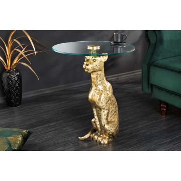 Bijzettafel Wildlife Panter 60cm Antiek Goud - 44825
