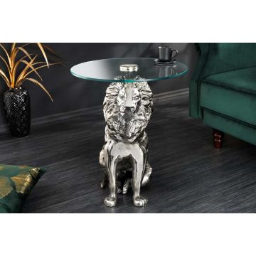 Bijzettafel Wildlife Leeuw 60cm Antiek Zilver - 44826