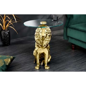 Bijzettafel Wildlife Leeuw 60cm Antiek Goud - 44827