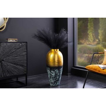 Handgemaakte Decoratieve Vaas Orient XL 75cm Goud Metaal met Patina en Gehamerd Design - 44873