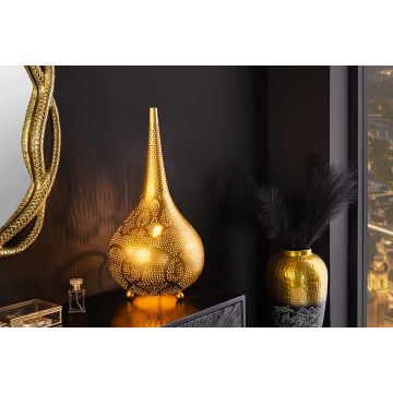 Handgemaakte Vloerlamp Orient Living 50cm Goudkleurig Metaal Druppelvormig - 44898