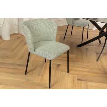 Stoel Lyon Ruitpatroon Groen-roze Bouclé - 44958
