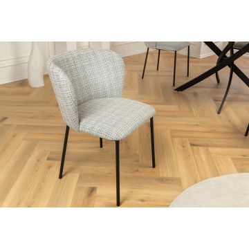 Stoel Lyon Ruitpatroon Blauw Bouclé - 44959