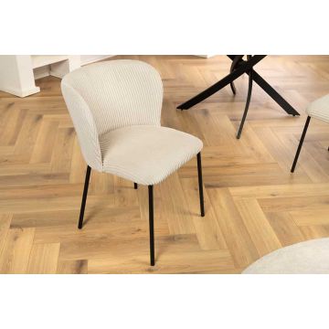 Stoel Lyon Beige Koord Zwart Metalen Frame - 44961